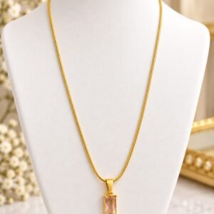 gold-plated-peach-baguette-pendant-necklace