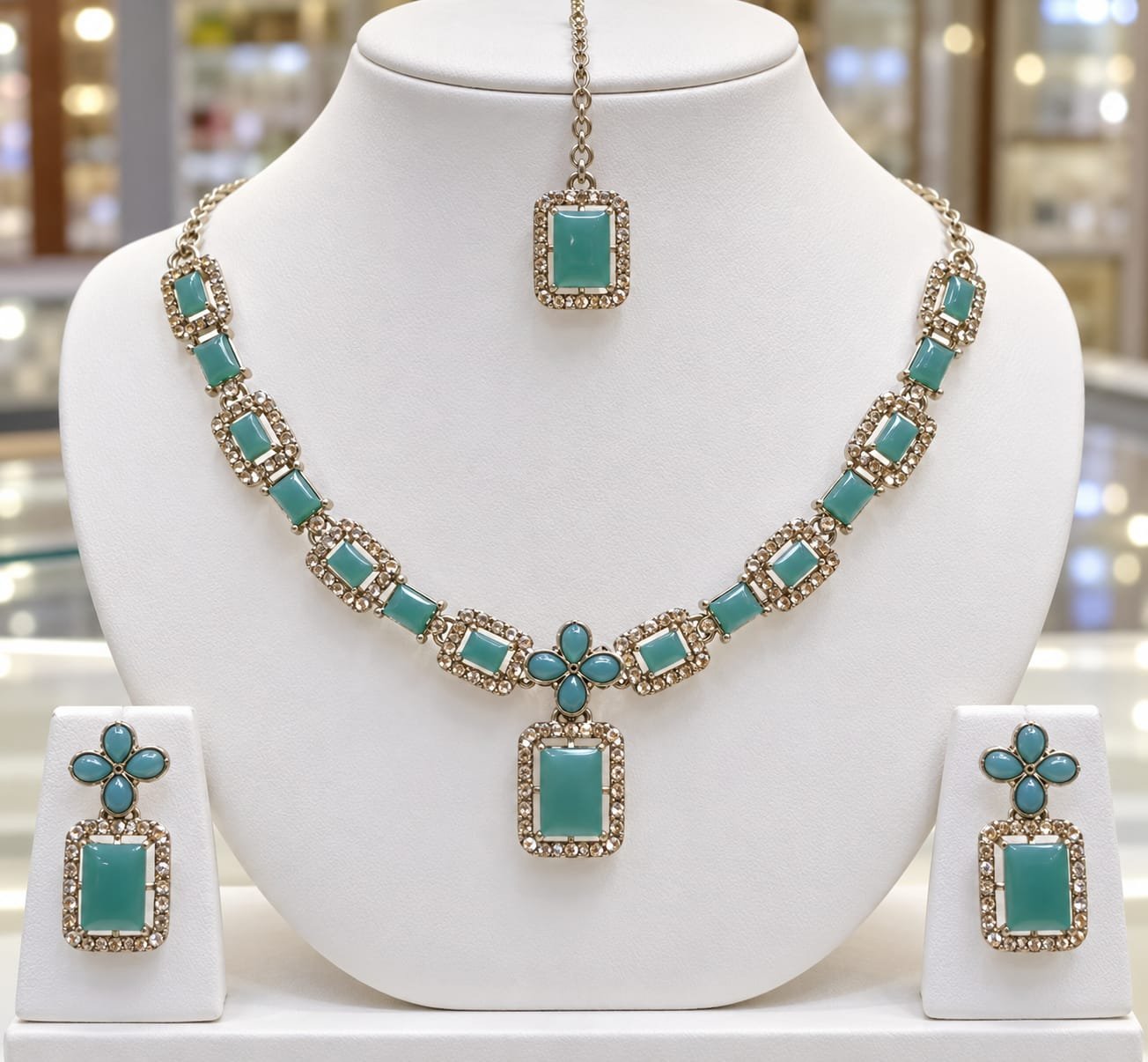 Turquoise Stone Bridal Necklace Set