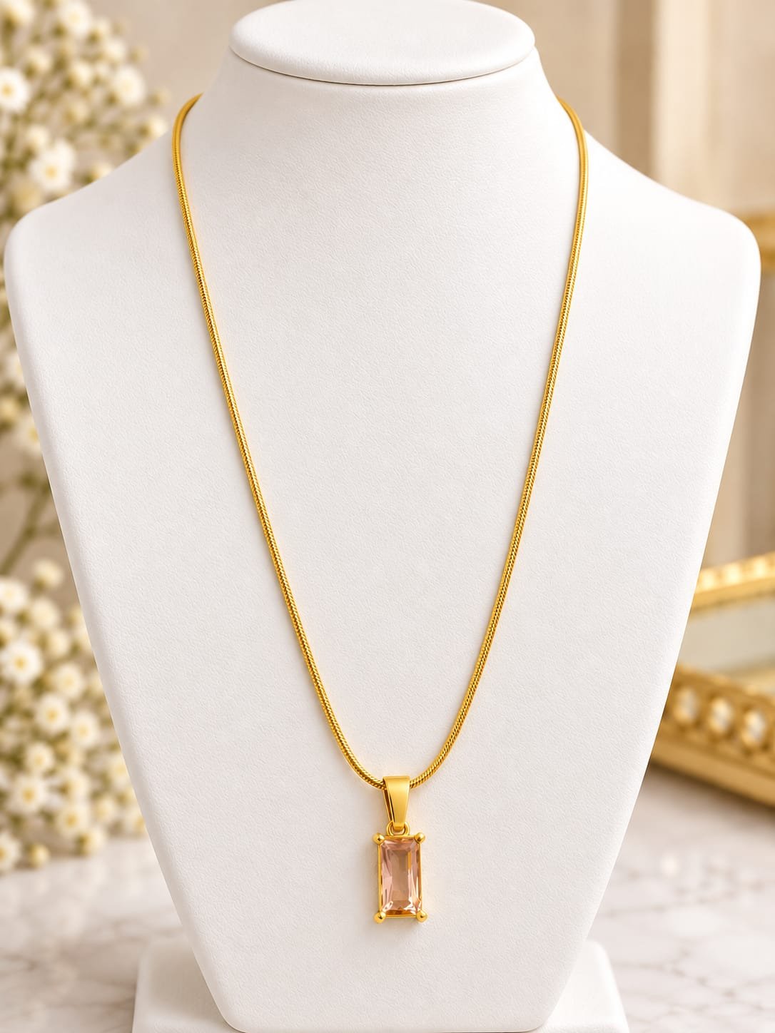 Venora Gold-Plated Rose Baguette Pendant Necklace