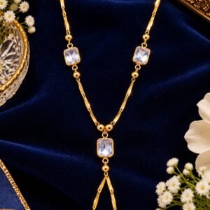 Venora Gold Ice-Blue Stone Long Necklace