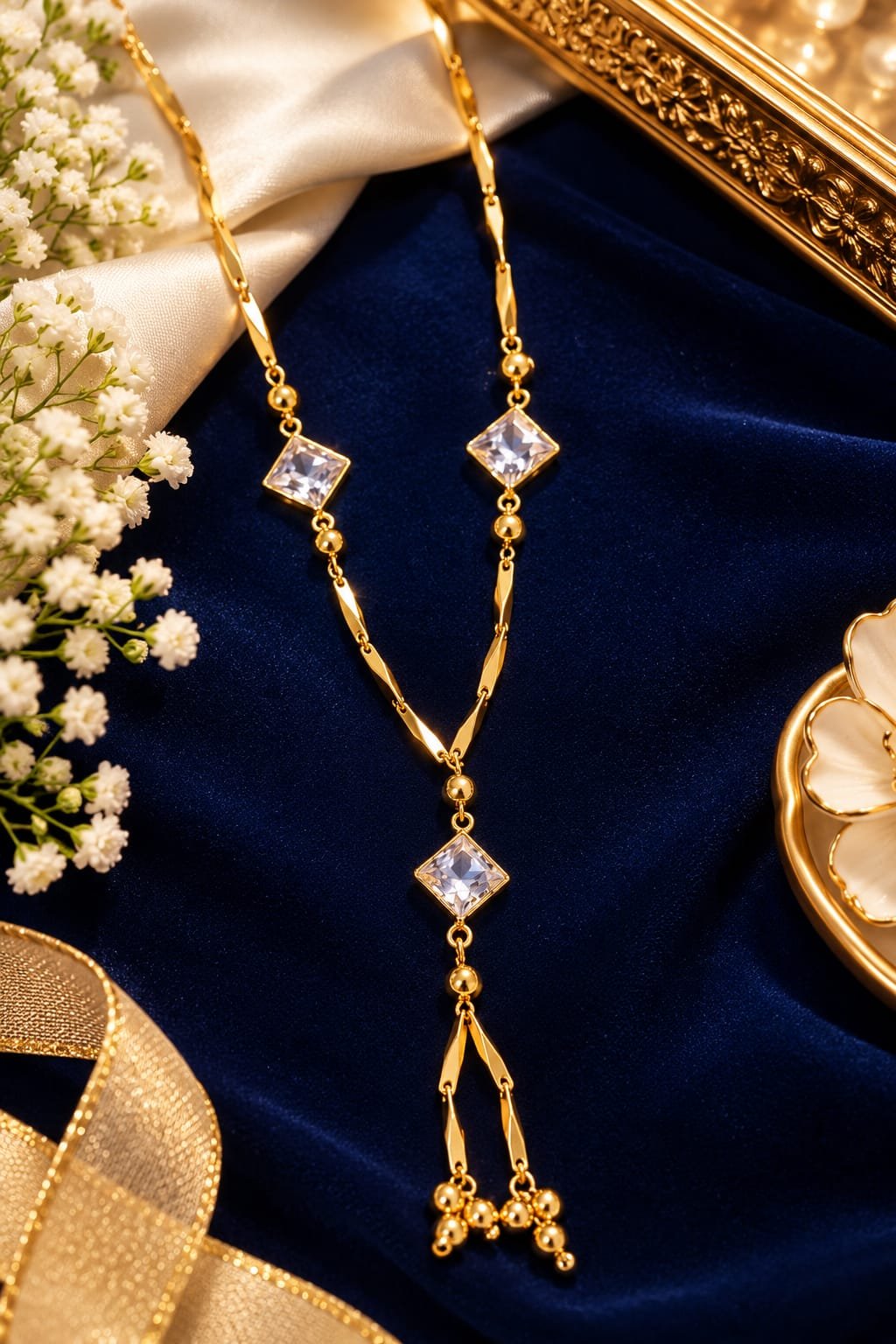 Venora Gold Clear Diamond-Stone Long Necklace