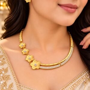 Venora Gold Flower Collar Necklace Set