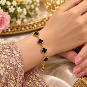 Venora Gold Black Clover Charm Bracelet